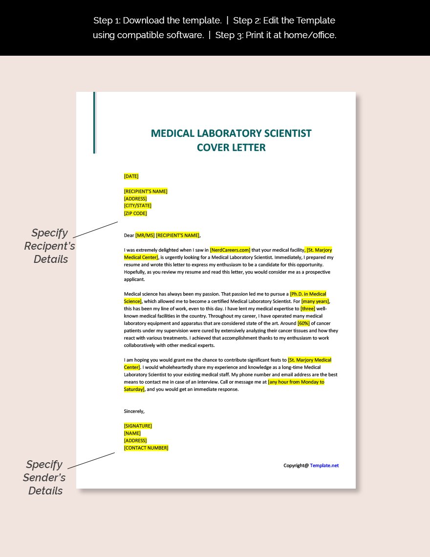 Medical Laboratory Scientist Cover Letter Template
