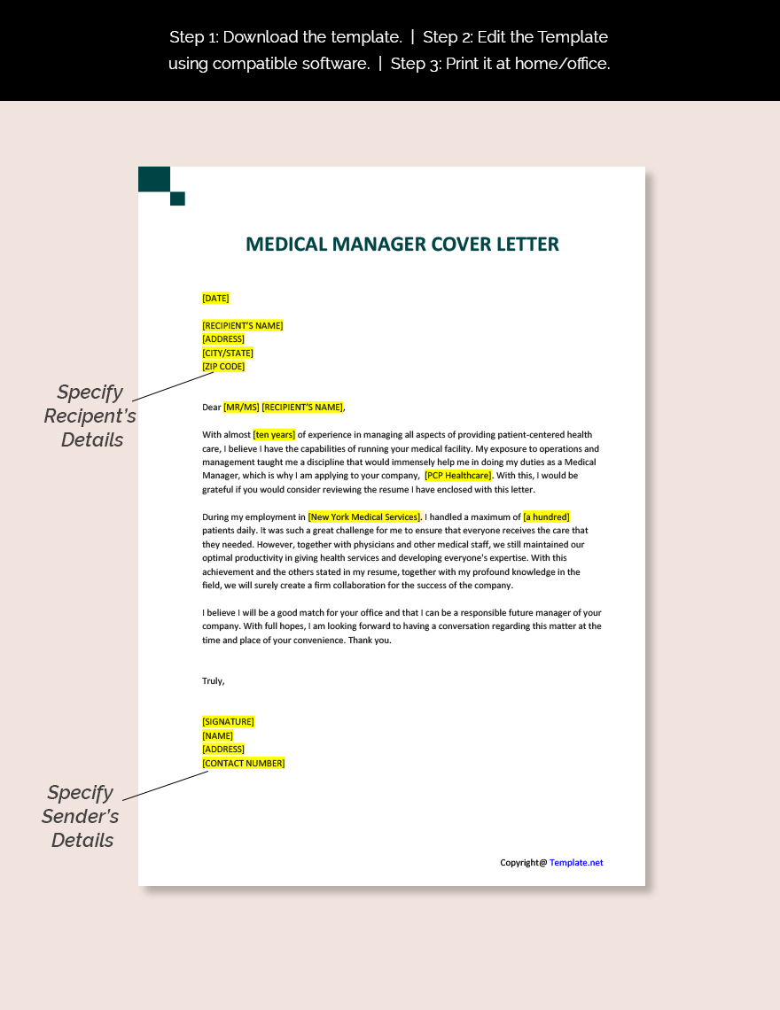 Medical Manager Cover Letter