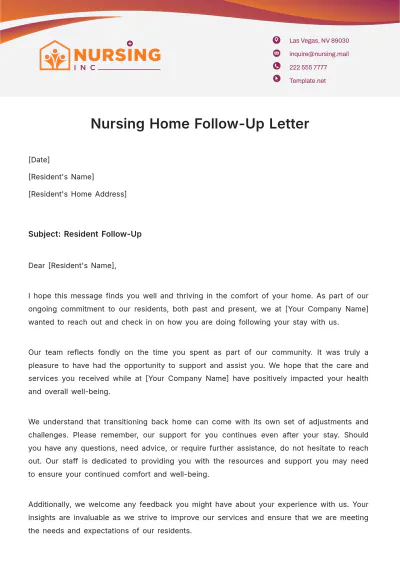 Free Nursing Home Follow-Up Letter Template to Edit Online