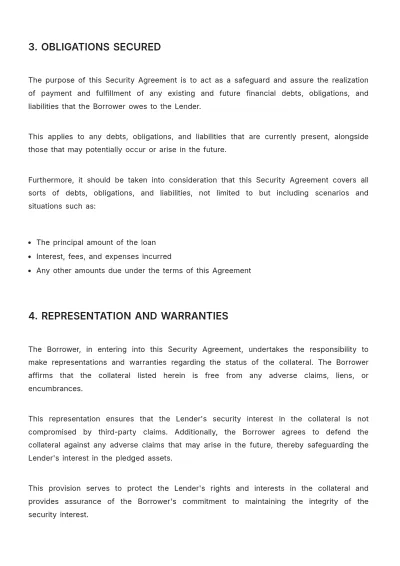 Free Security Agreement Template to Edit Online