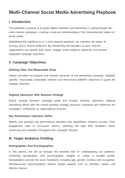 Free Multi-Channel Social Media Advertising Playbook Template to Edit Online