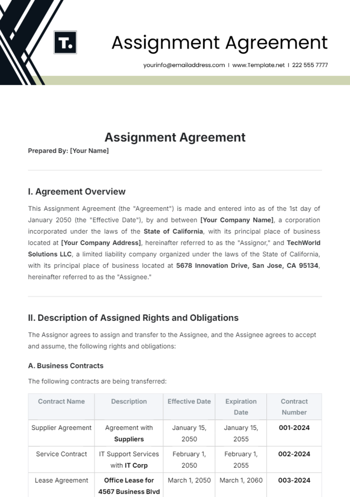 Assignment Agreement Template - Edit Online & Download