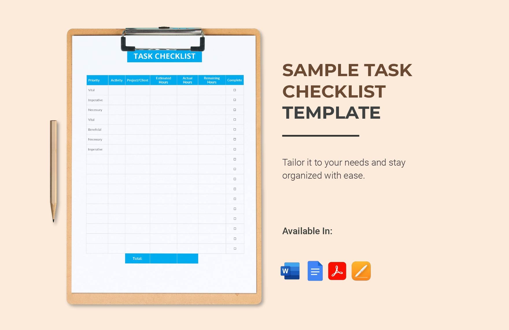 Sample Task Checklist Template