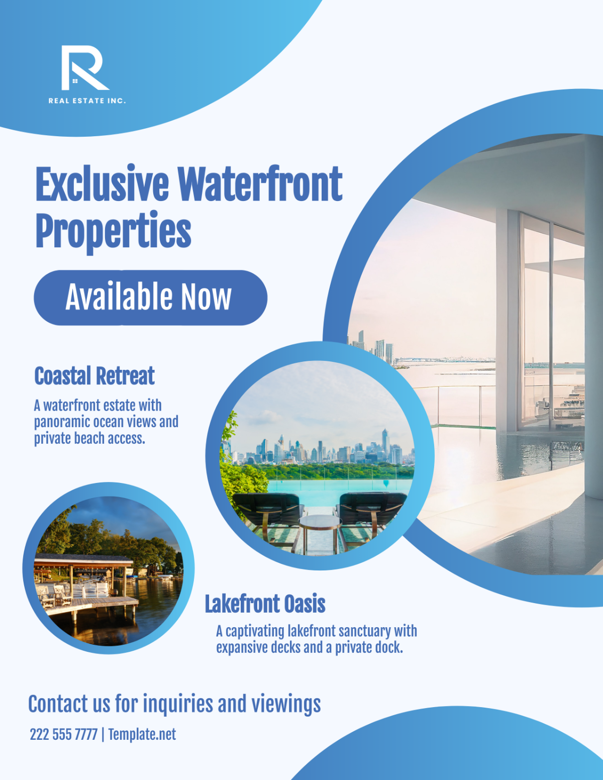 Free Waterfront Properties Exclusive Listings Flyer Template