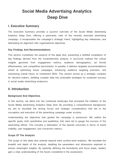 Free Social Media Advertising Analytics Deep Dive Template to Edit Online