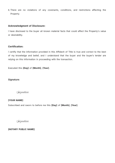 Free Hawaii Affidavit of Title Template to Edit Online