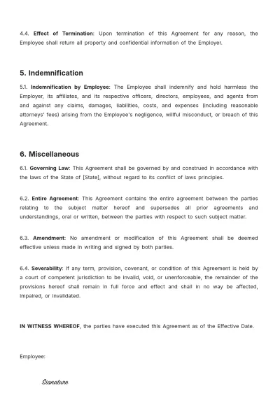 Free Nursing Home Employment Agreement Template to Edit Online