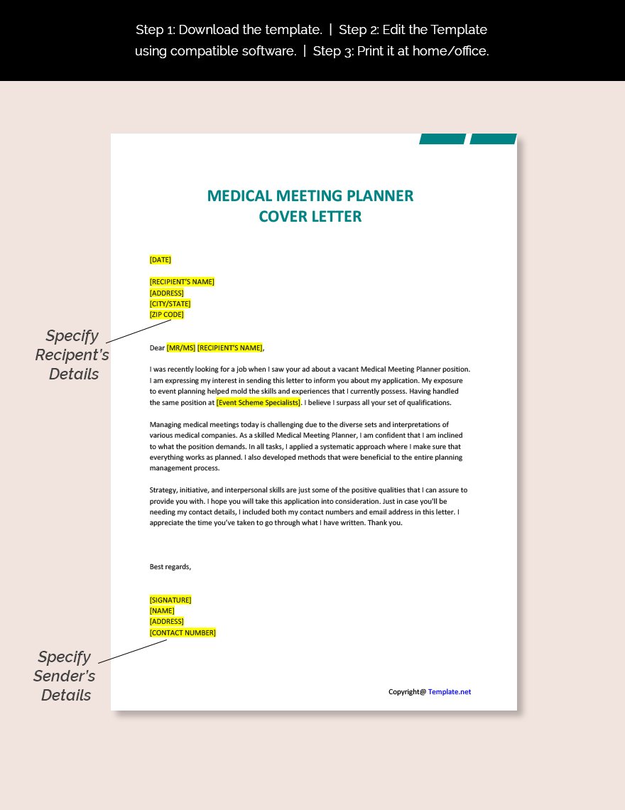 Medical Meeting Planner Cover Letter