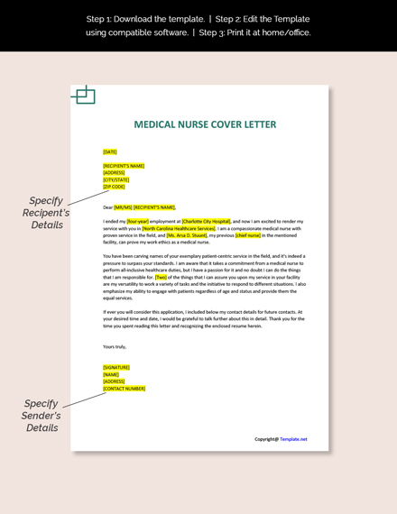 Medical Nurse Cover Letter Template