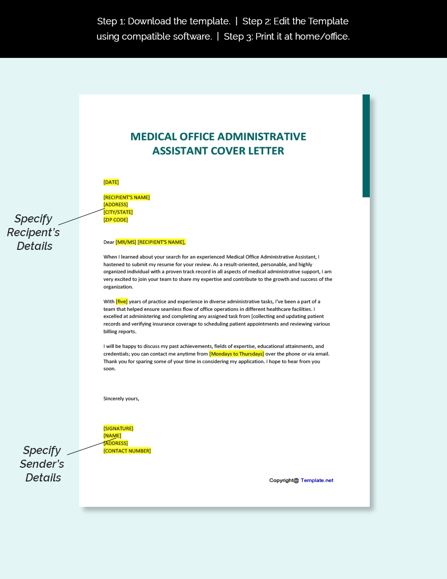 Medical Office Administrative Assistant Cover Letter