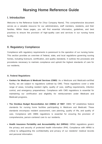 Free Nursing Home Reference Guide Template to Edit Online