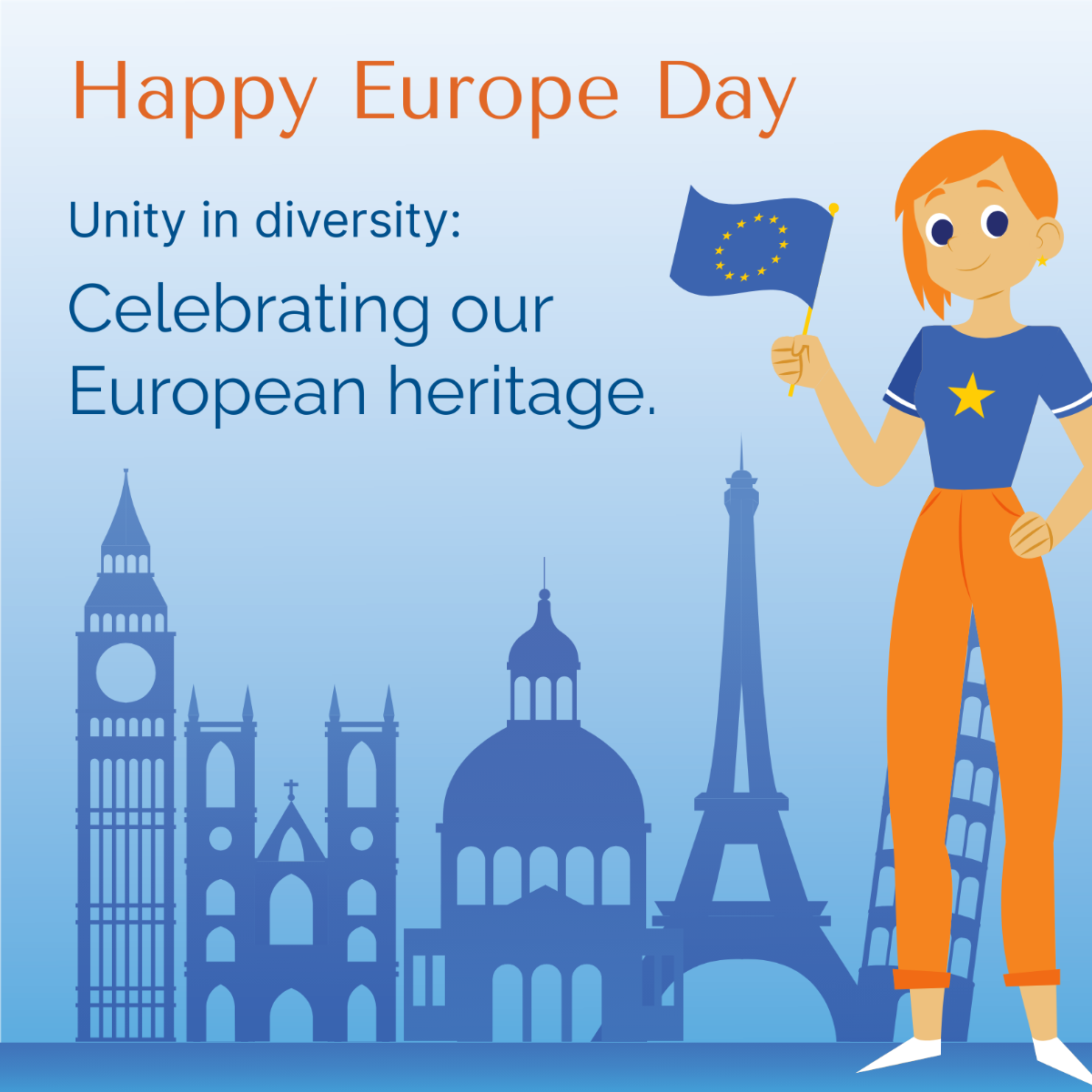Free Europe Day LinkedIn Post Template