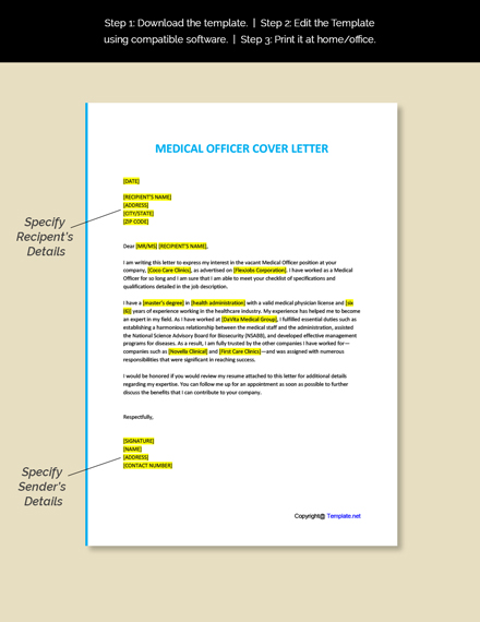 cover letter for medical officer post