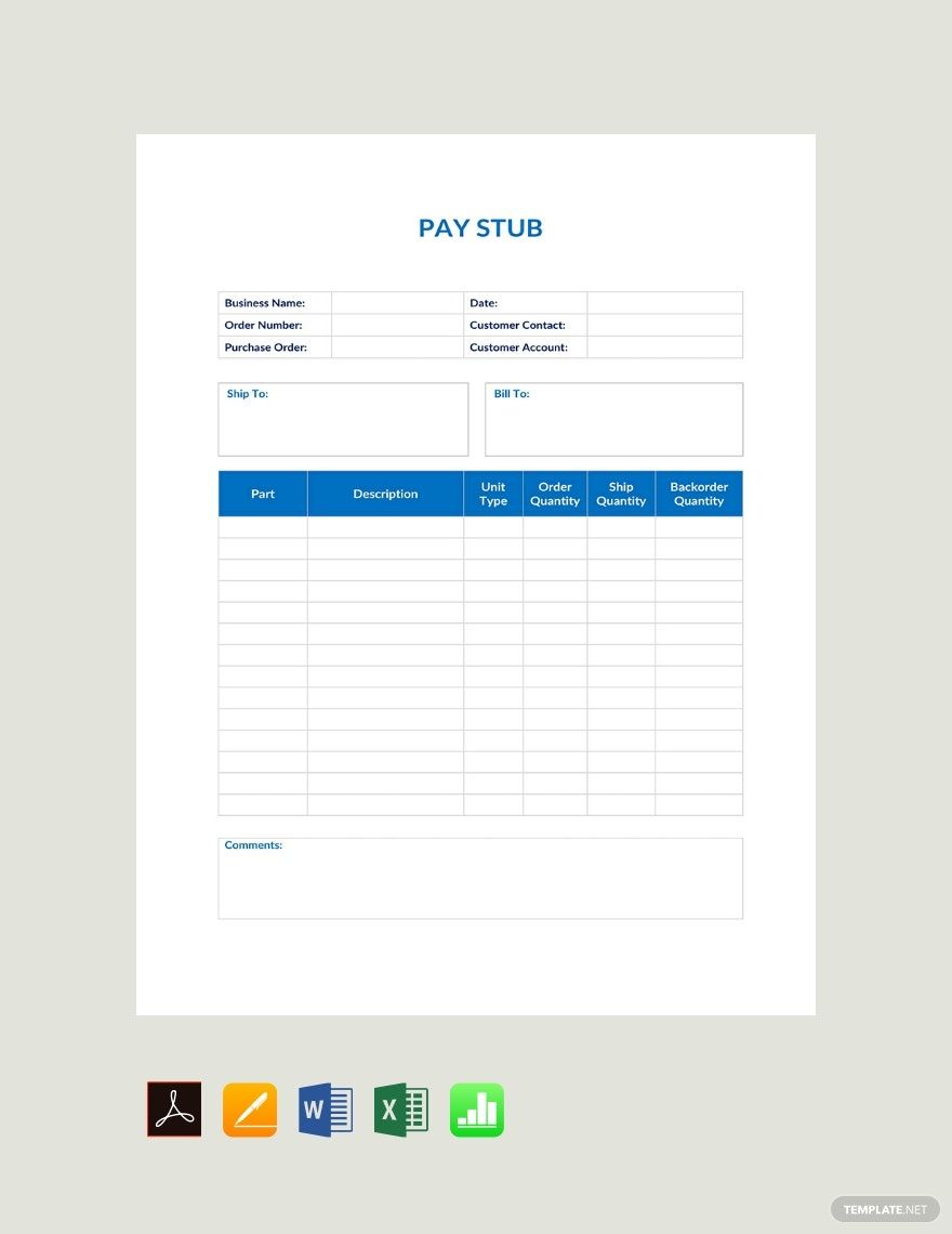 Basic Pay Stub Template in Word, Google Docs, Excel, PDF, Google Sheets, Apple Pages, Apple Numbers