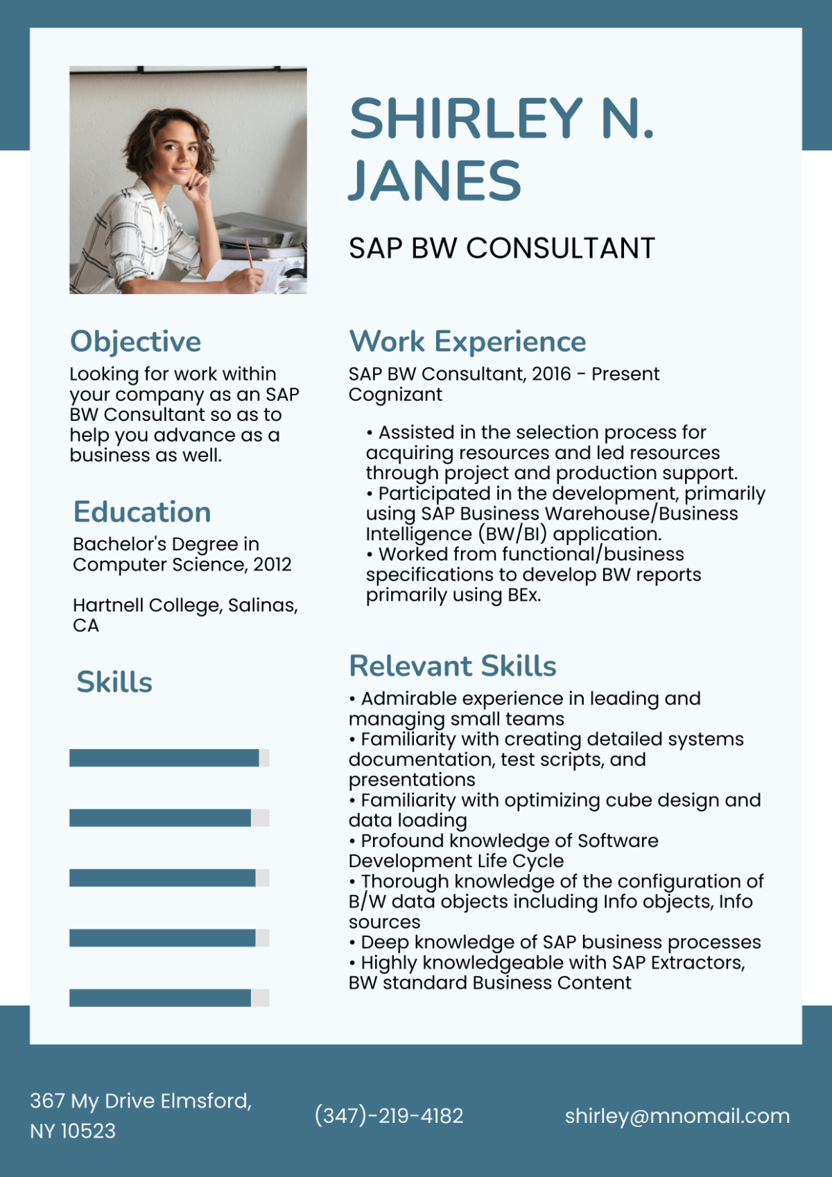 Free SAP BW Consultant Resume
