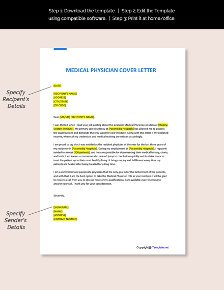 Medical Physician Cover Letter Template