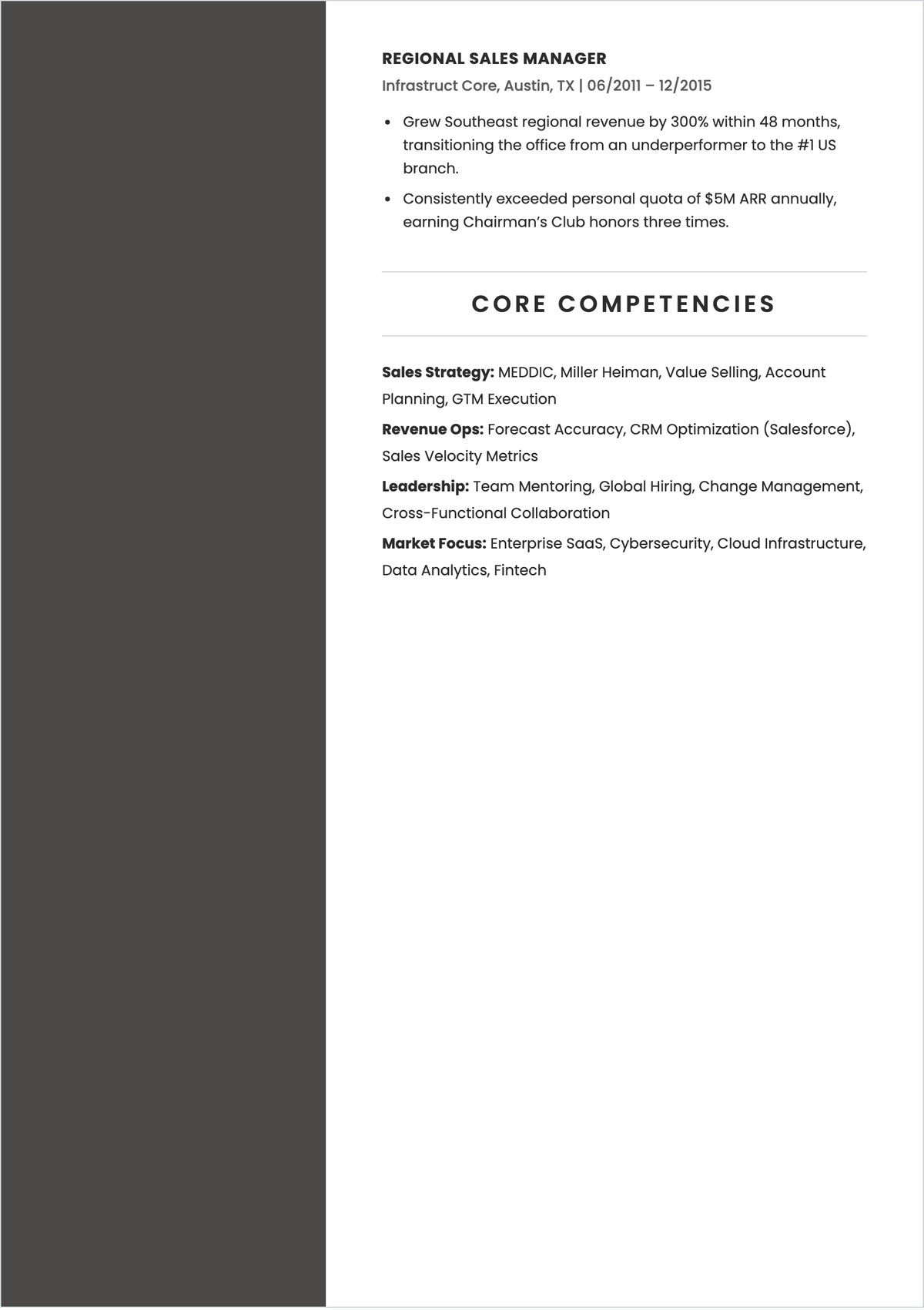 Free Sales Leader ATS Resume Template, AI Resume Builder