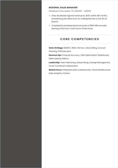 Free Sales Leader ATS Resume Template, AI Resume Builder