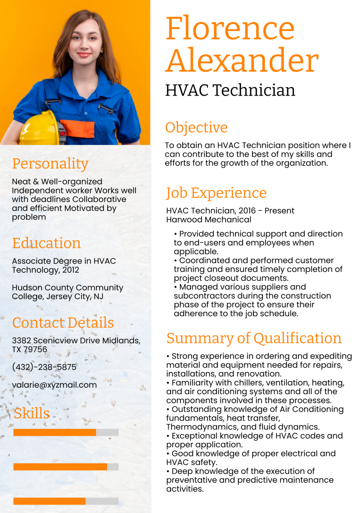 Free HVAC Technician Resume