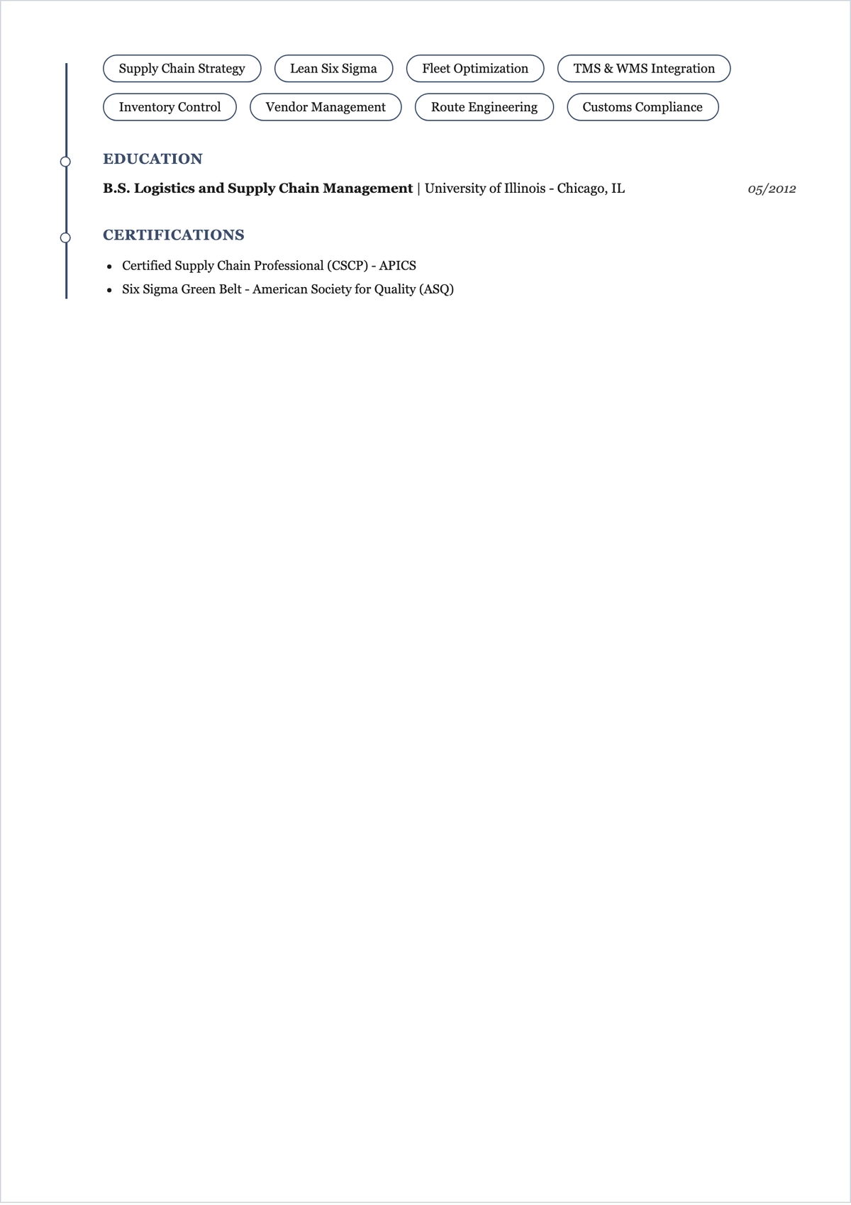 Free Logistics Operations Manager ATS Resume Template