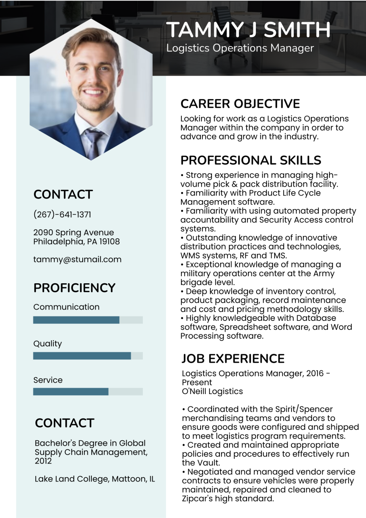 Free Logistics Operations Manager Resume