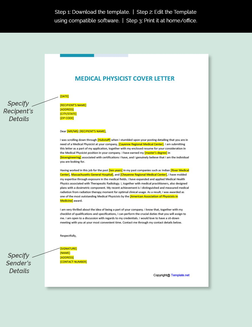 Medical Physicist Cover Letter