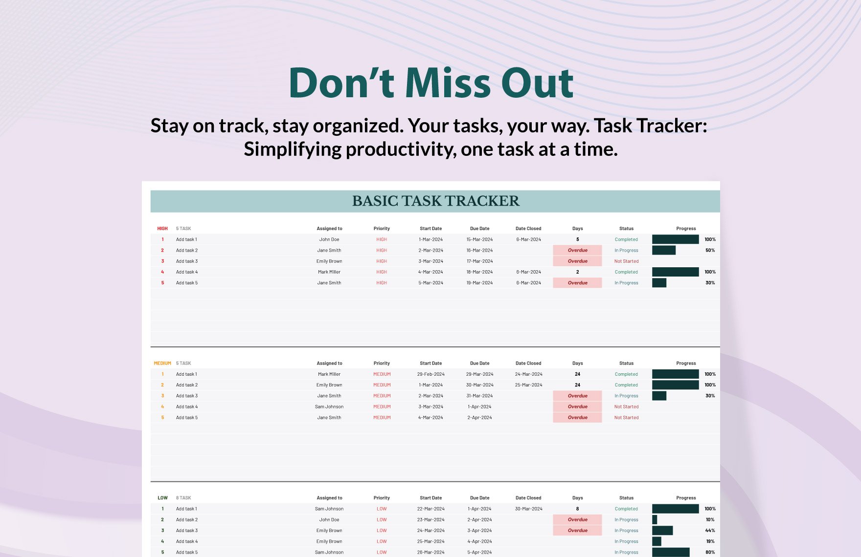 Basic Task Tracker Template