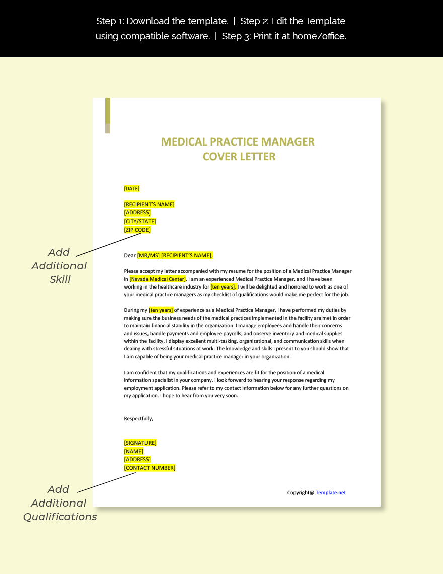 Medical Practice Manager Cover Letter Template