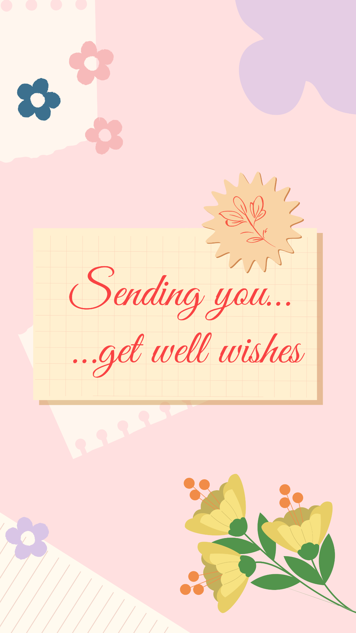 Scrapbook Get Well Soon Sympathy Greeting Card Template