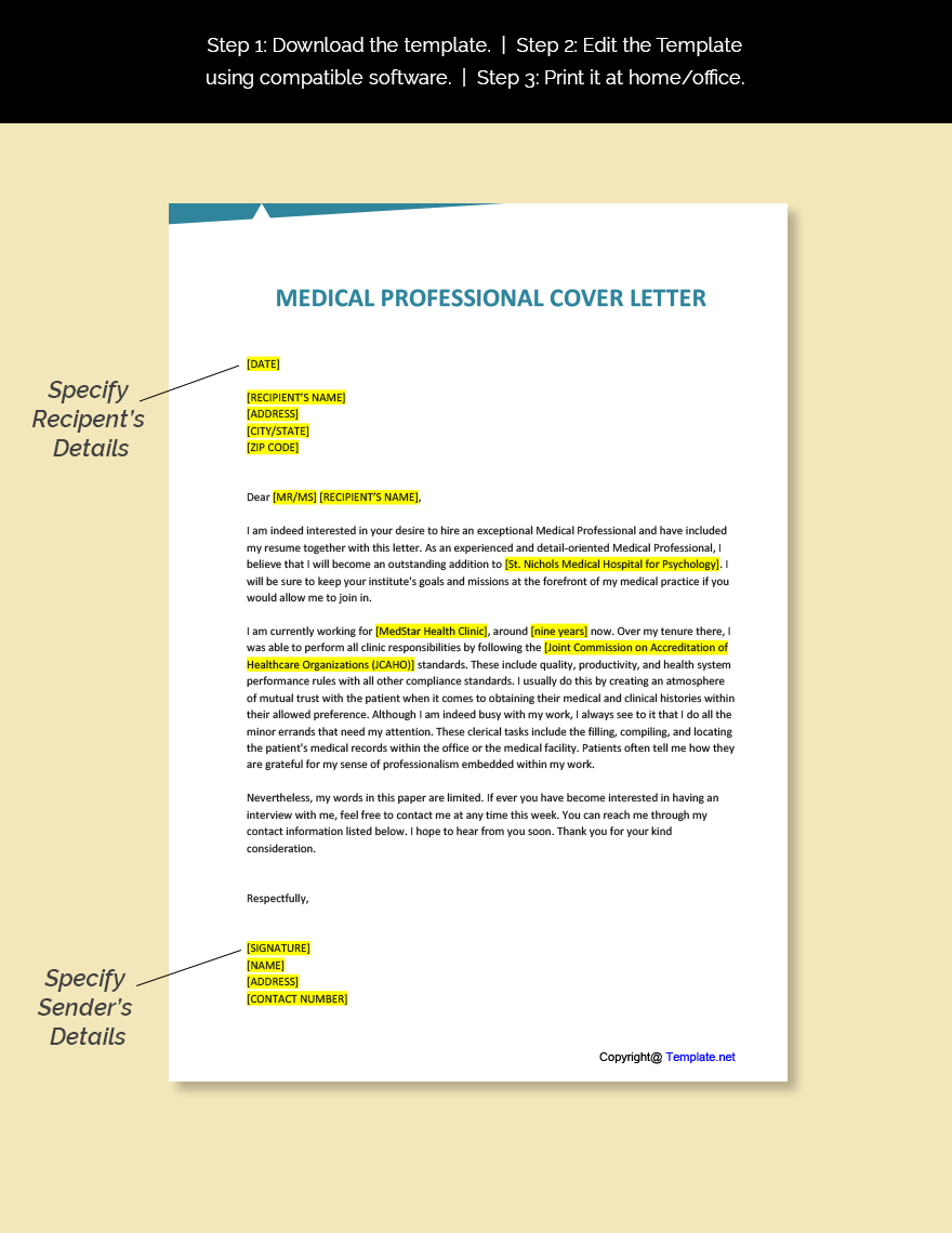 Medical Professional Cover Letter