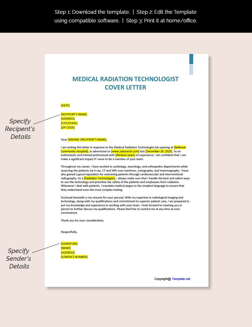 Medical Radiation Technologist Cover Letter Template