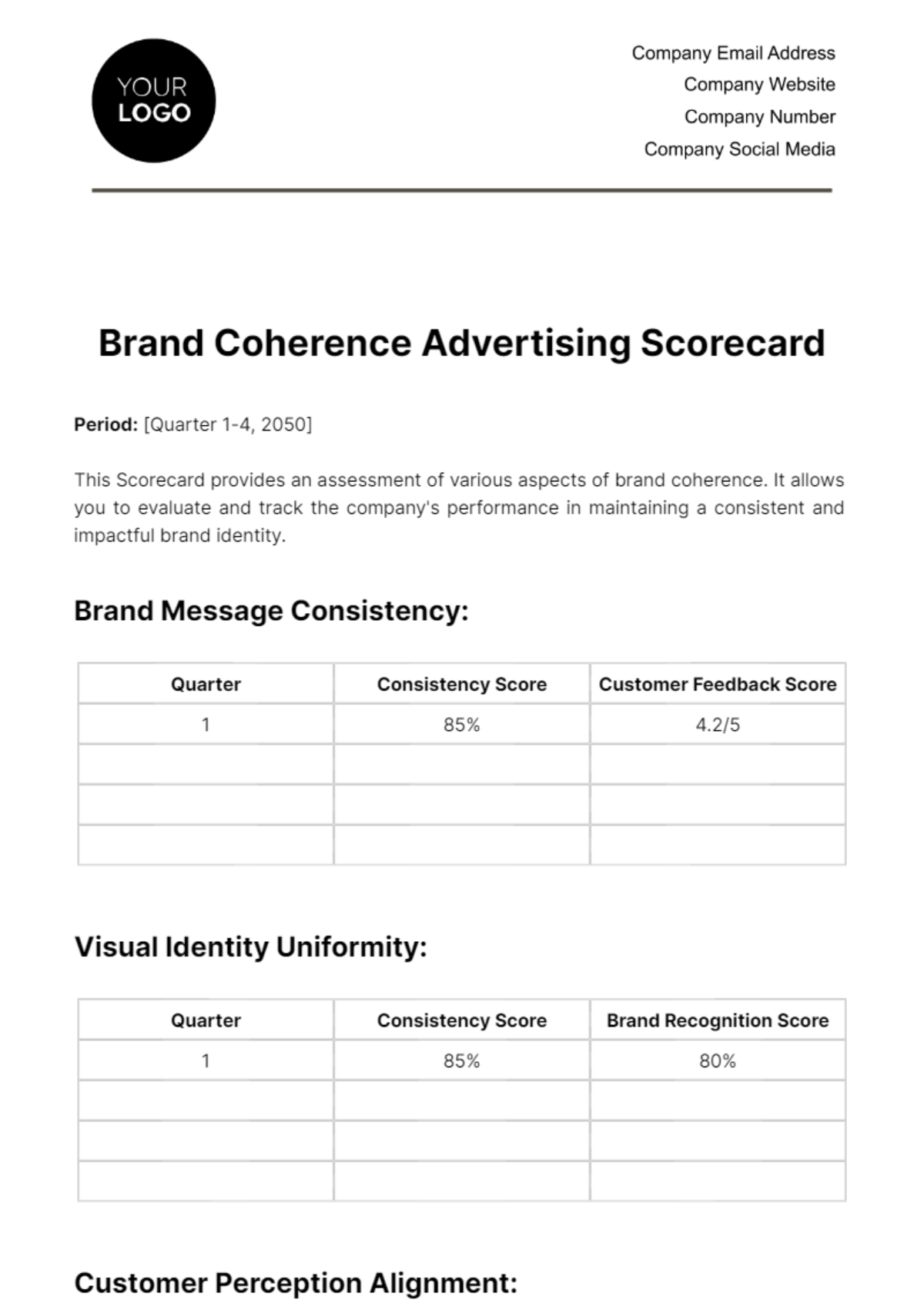 Free Brand Coherence Advertising Scorecard Template