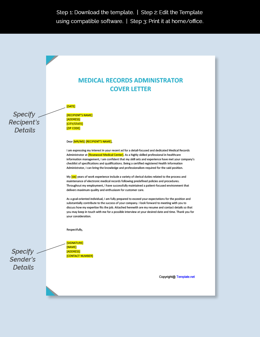 Medical Records Administrator Cover Letter