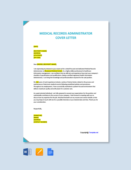 Medical Records Administrator Cover Letter