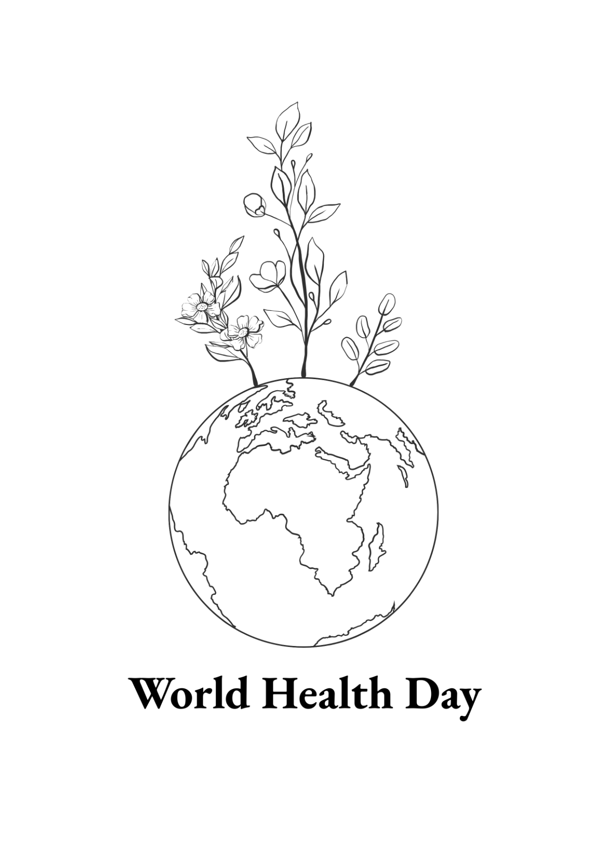 Free World Health Day Drawing Template