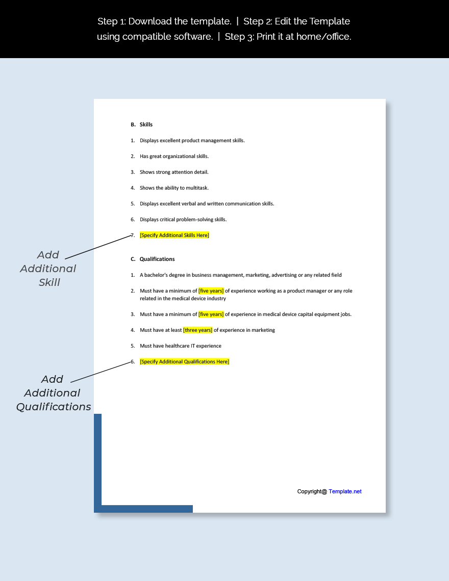 Free Medical Device Product Manager Job Ad Description Template