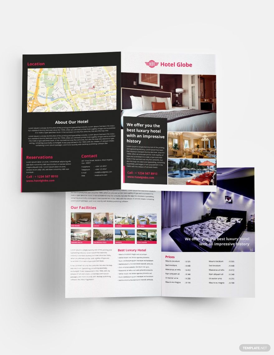 Modern Hotel Bi-Fold Brochure Template