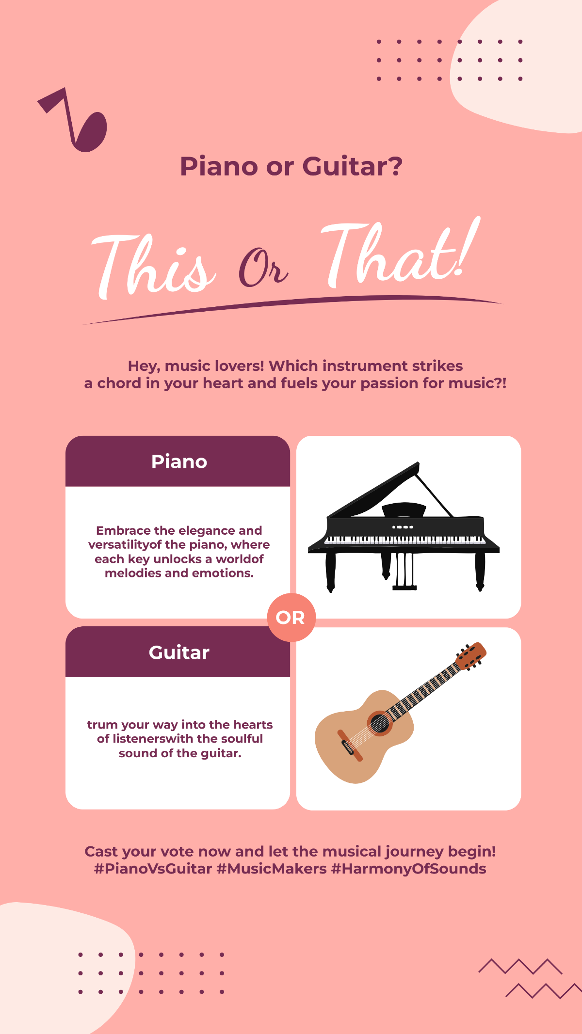 Free Piano or Guitar This or That Story Template