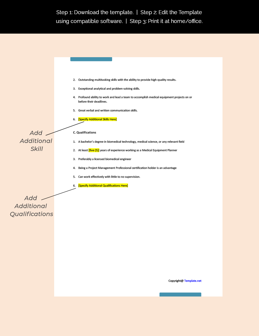 Medical Equipment Planner Job Description