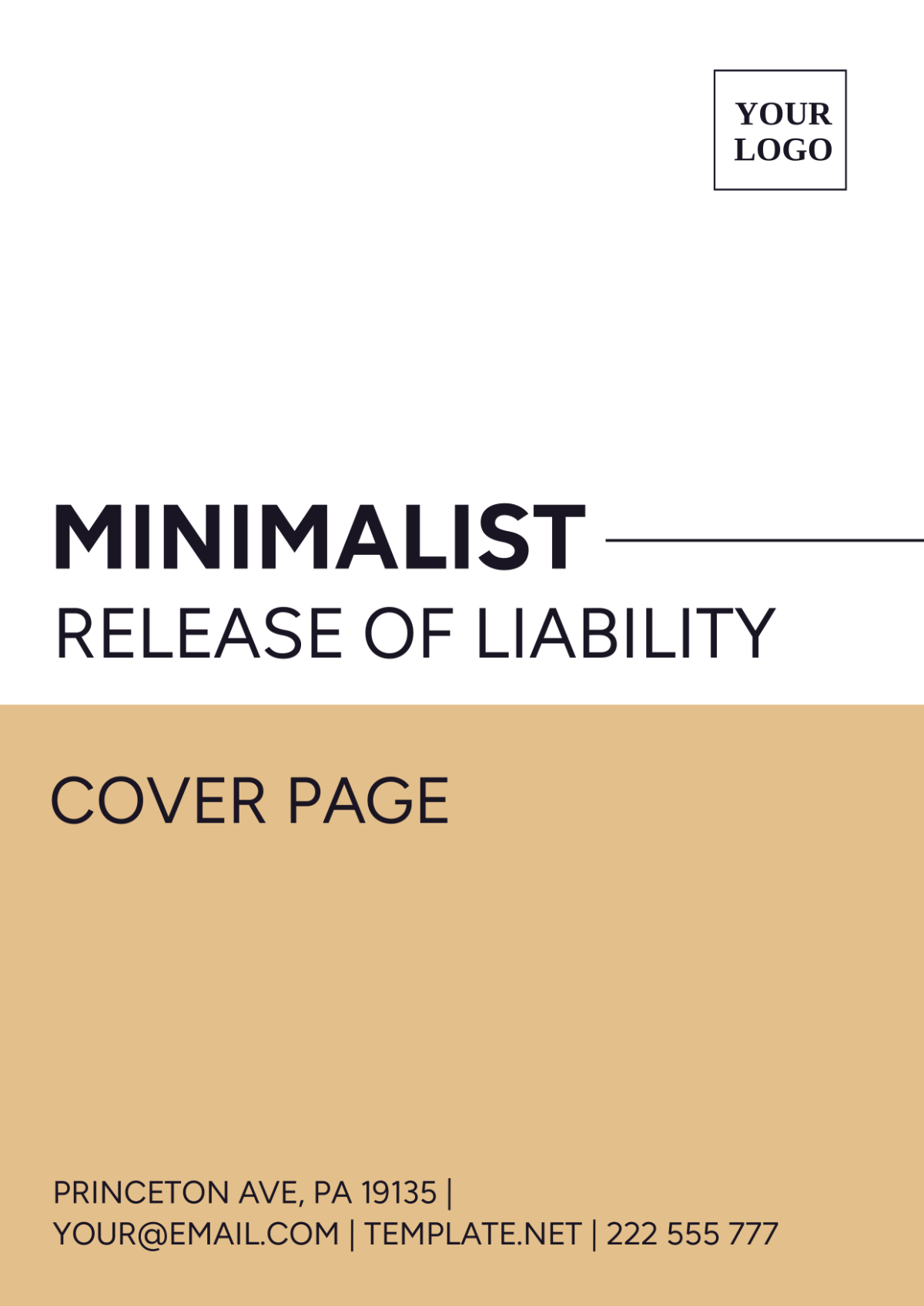 Minimalist Release of Liability Cover Page