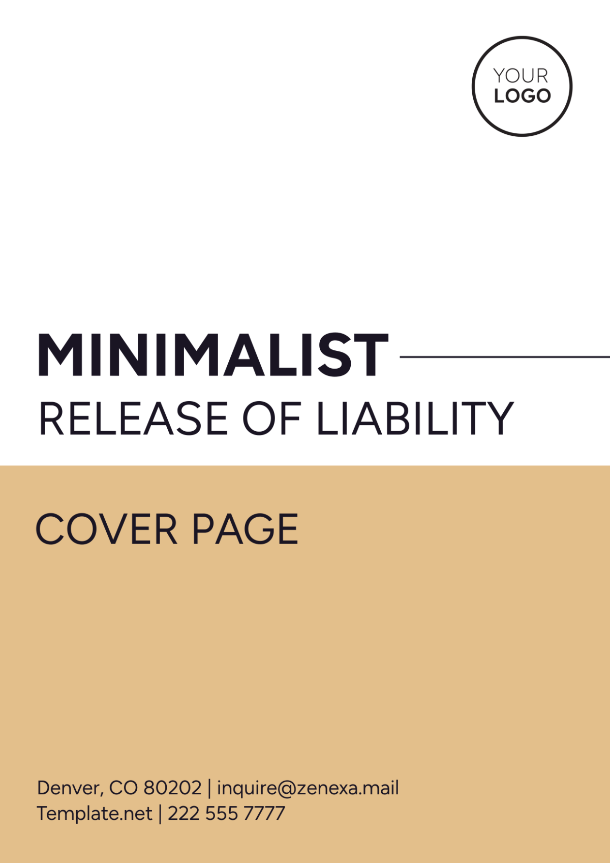 Minimalist Release of Liability Cover Page - Edit Online & Download