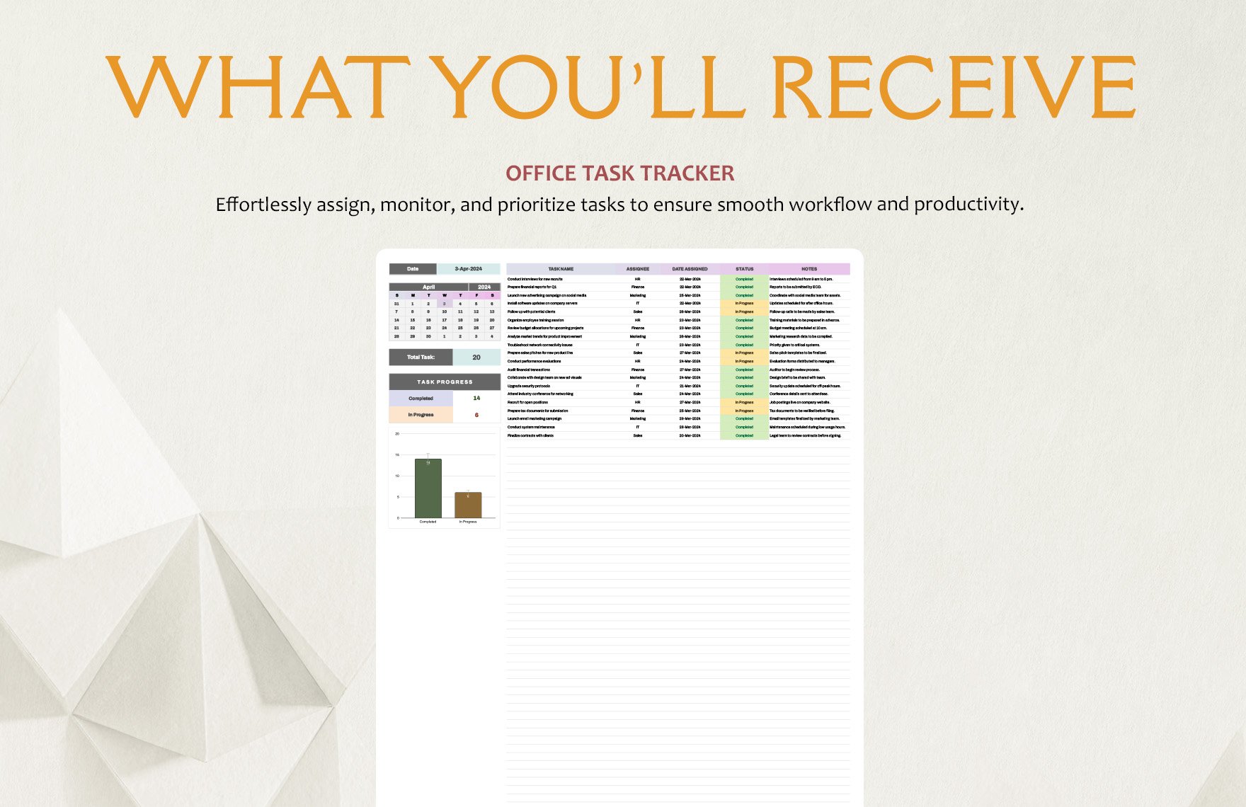 Office Task Tracker Template