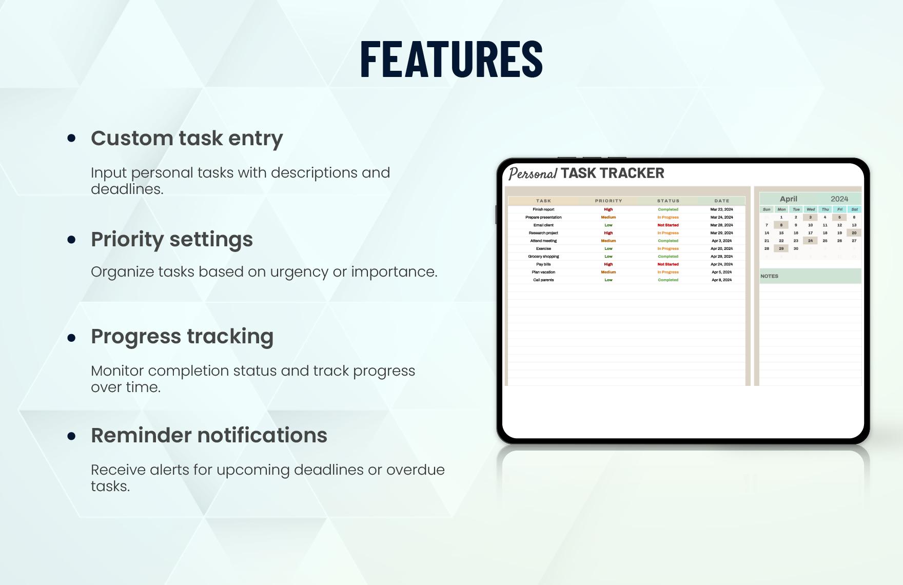 Personal Task Tracker Template