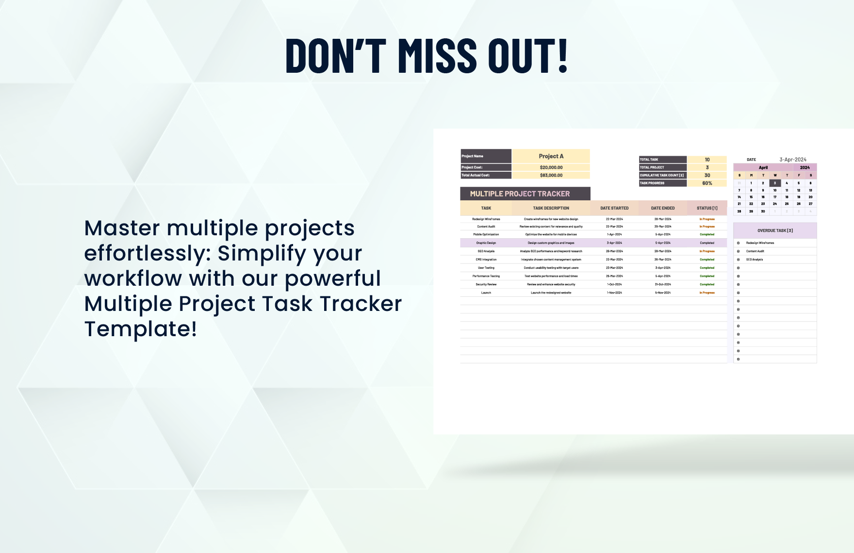 Multiple Project Task Tracker Template