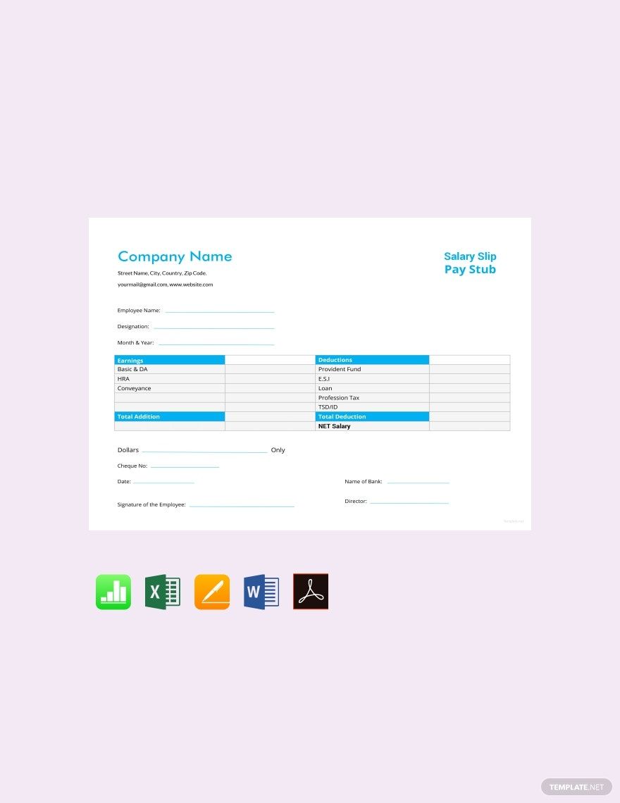 Simple Corporate Business Pay Stub Template in Word, Google Docs, Google Sheets