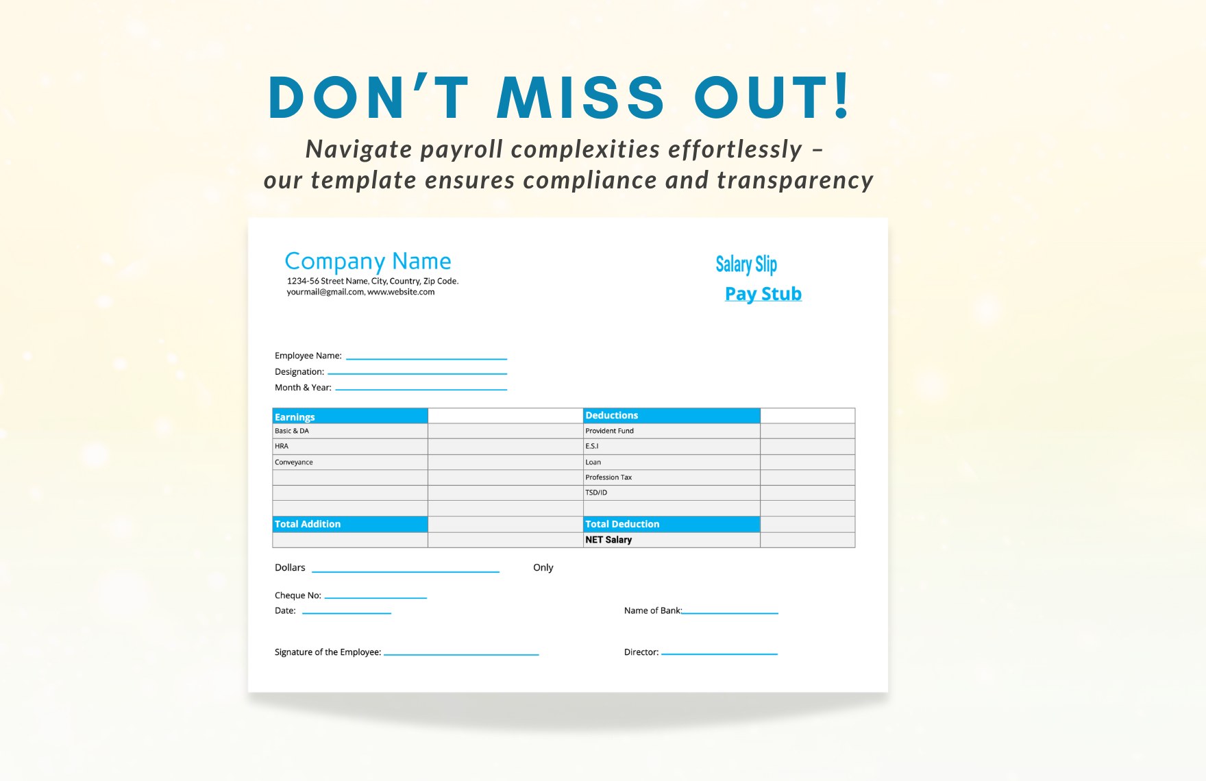 Simple Corporate Business Pay Stub Template
