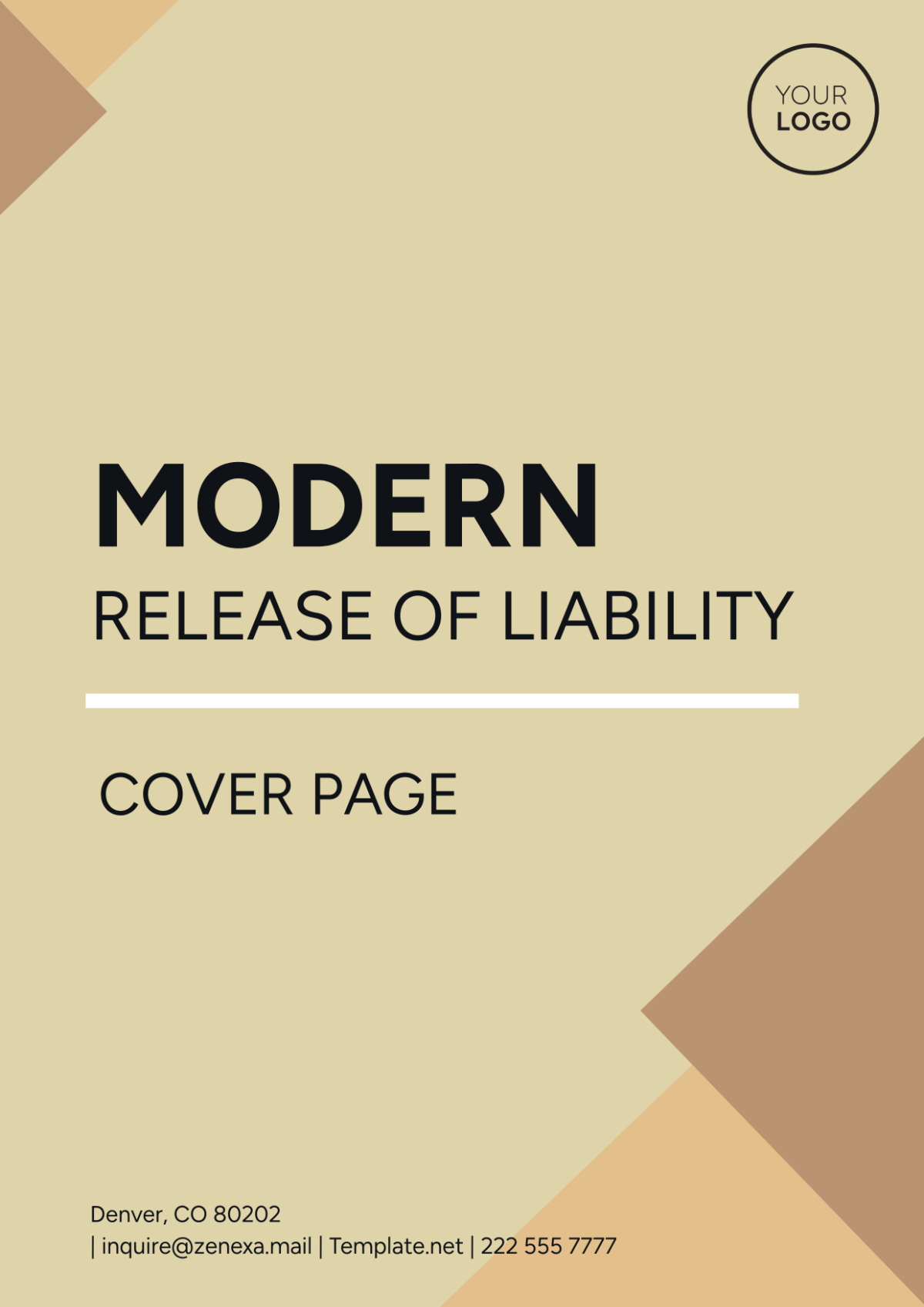 Modern Release of Liability Cover Page - Edit Online & Download