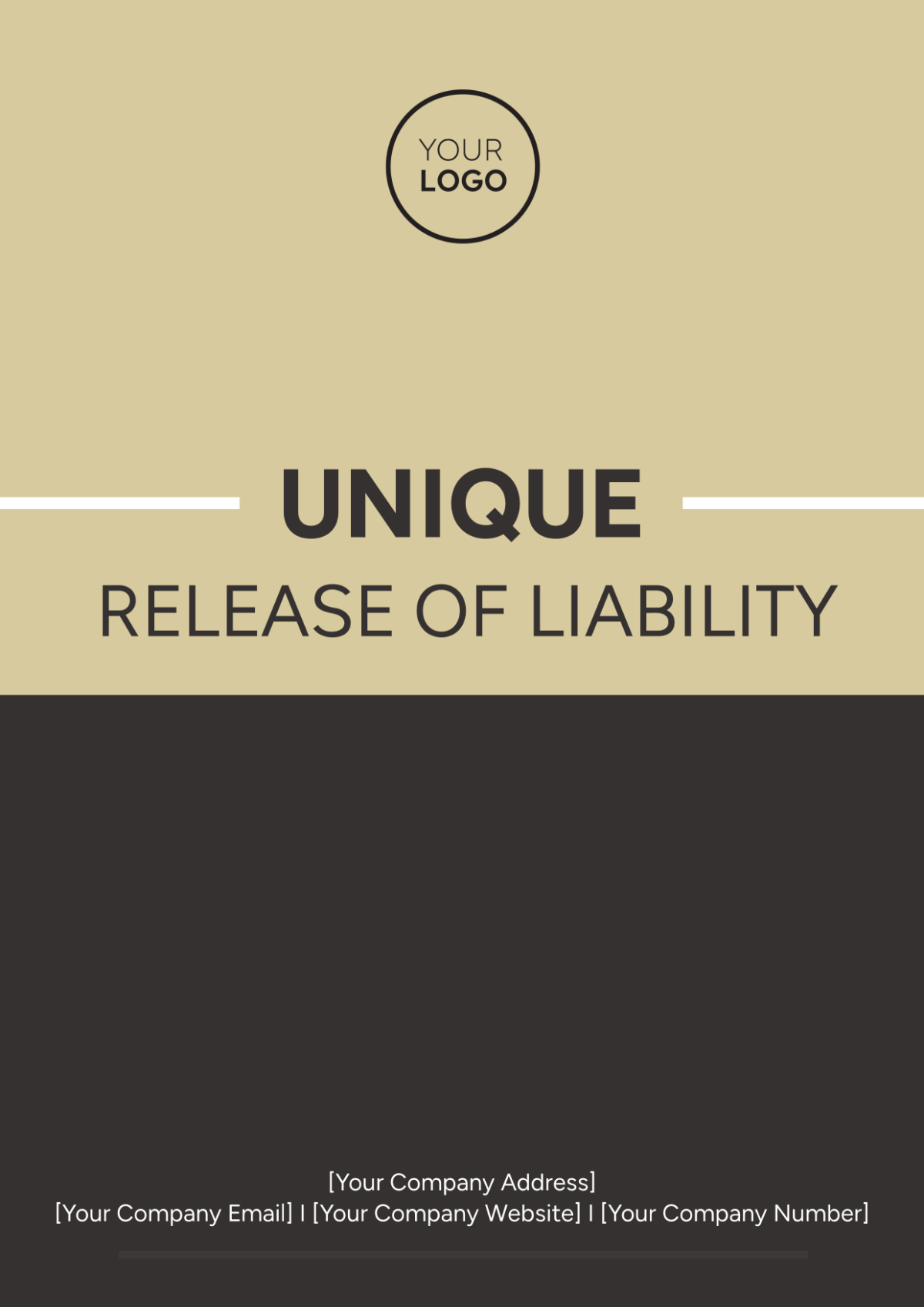 Unique Release of Liability Cover Page
