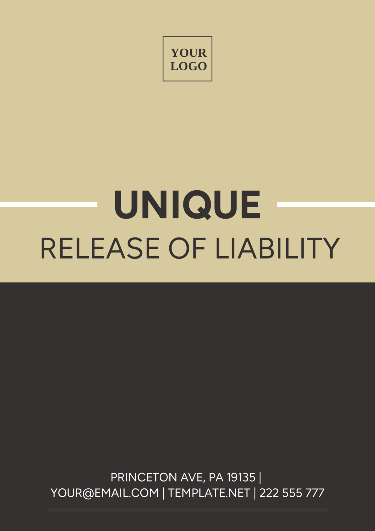 Unique Release of Liability Cover Page