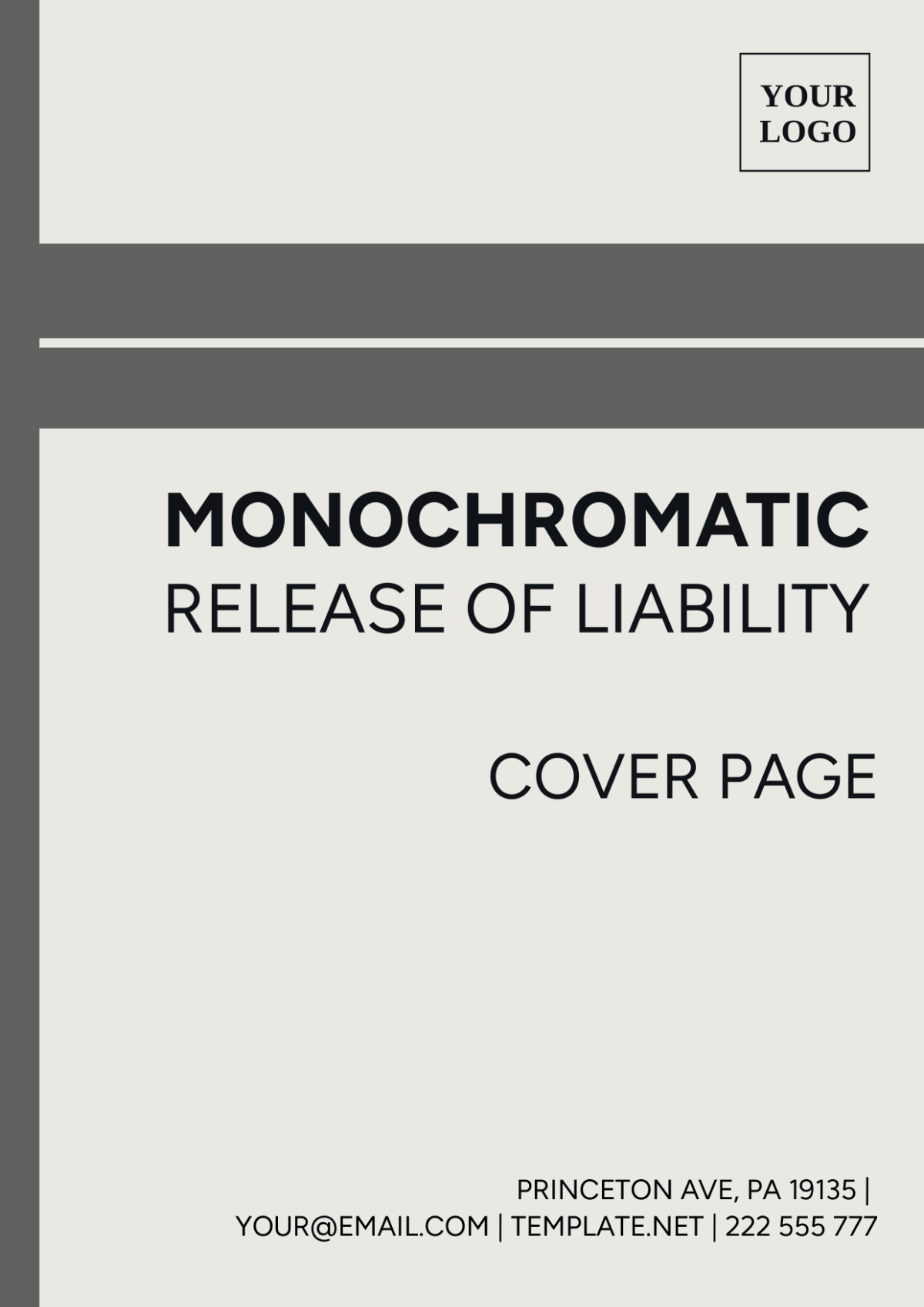 Monochromatic Release of Liability Cover Page